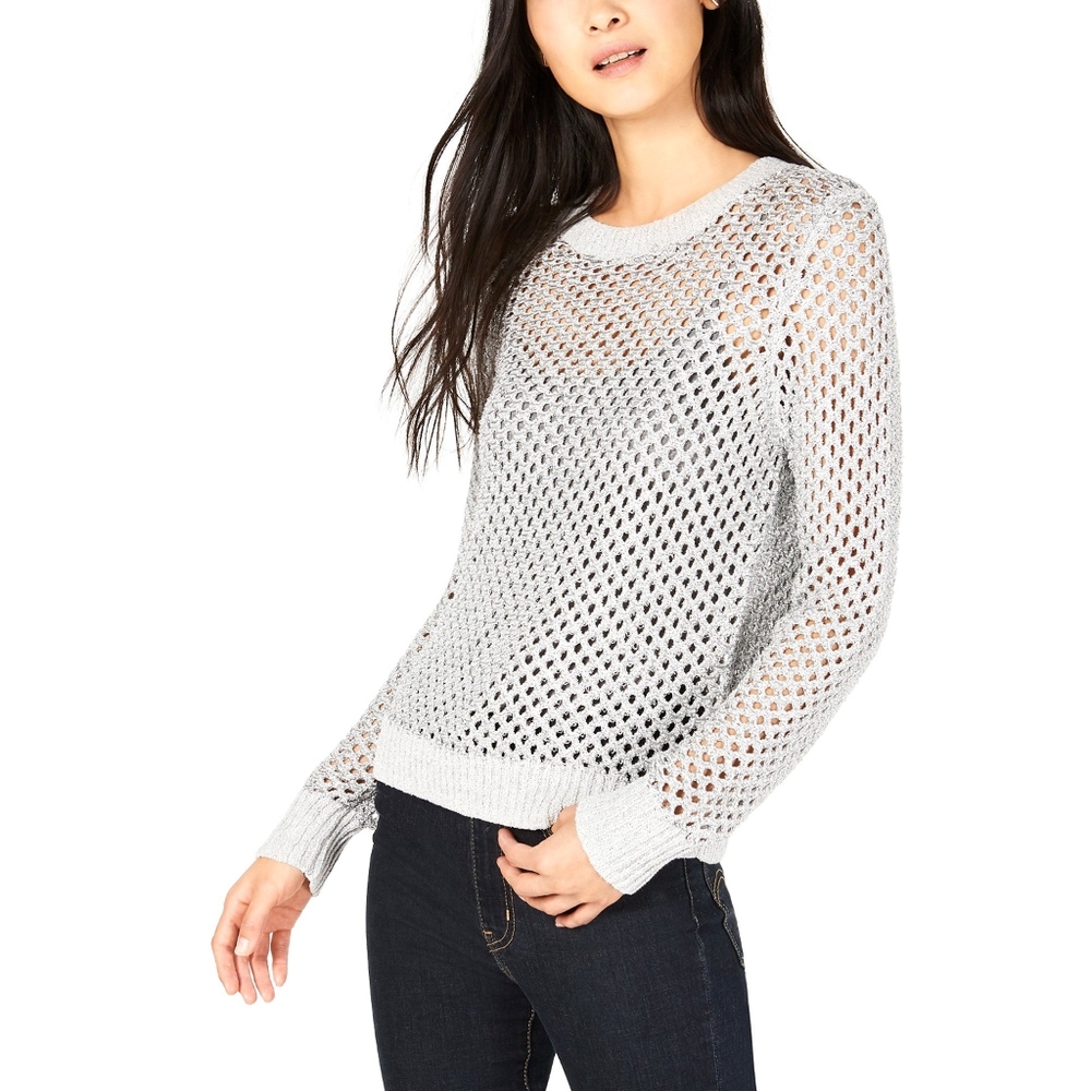 BAR lll Metallic silver sheer sweater